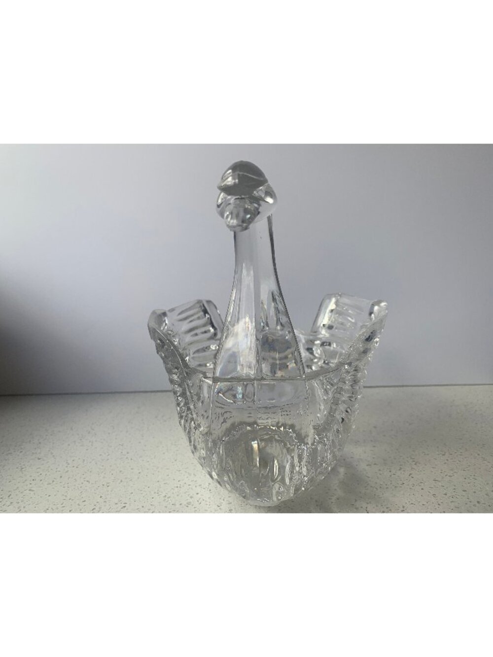 Glass Swan Wedding Nursery Decor Cottage core Country Chic Trinket Holder
